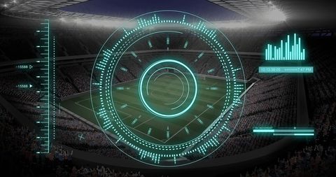 Digital Data Interface Scanning Sports Stadium View