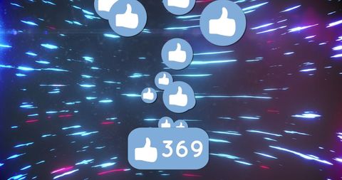 Social Media Likes with Neon Light Trails Background