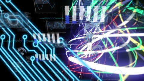 Futuristic Digital Interface with Neon Light Beams