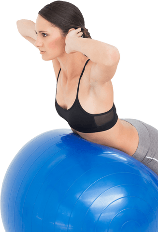 Energetic Woman Stretching on Transparent Fitness Ball