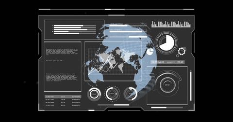 Digital Data Processing Interface Over Globe - Download Free Stock Images Pikwizard.com