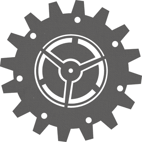 Transparent industrial gear schematic silhouette