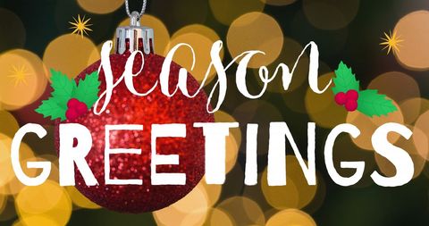 Festive Season Greetings with Glittery Ornament Background