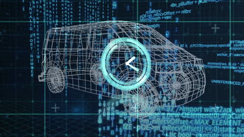 Futuristic Car Design with Data and Time Interface