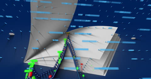 Futuristic DNA and Data Visualization Artwork