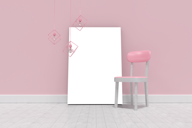 Modern Decor: Pink Chair with Blank Whiteboard against Transparent Pink Wall - Download Free Stock Videos Pikwizard.com