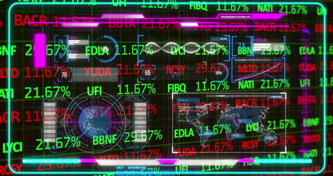 Futuristic Digital Interface Showcasing Stock Market Analysis