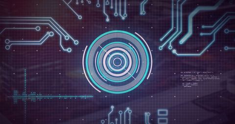 Futuristic Digital Interface with Circuit and Target Graphics - Download Free Stock Images Pikwizard.com