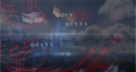 Futuristic Binary Code and Circuit Traces Digital Matrix