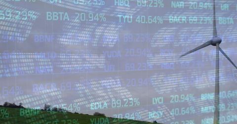 Renewable Energy Concept with Financial Stock Data Overlay