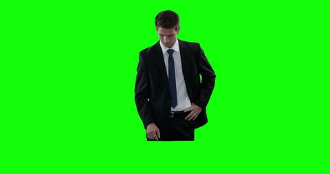 Businessman Interacting with Virtual Interface on Green Screen - Download Free Stock Images Pikwizard.com