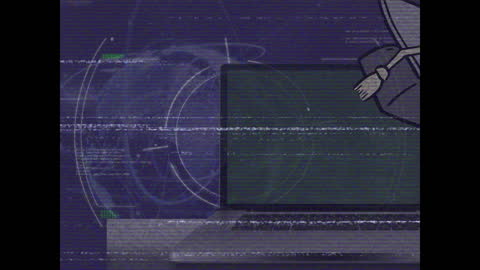 Digital Data Animation with Moving Connections and Laptop