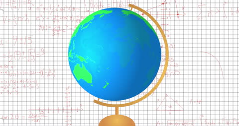 Animated Globe and Math Equations on Grid Paper