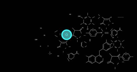 Digital data analysis on abstract molecular structure background