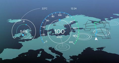Innovative Car Dashboard Interface with Global Map Integration - Download Free Stock Images Pikwizard.com