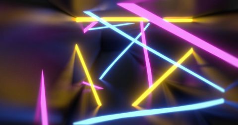 Abstract Geometric Neon Lit Art Installation - Download Free Stock Images Pikwizard.com