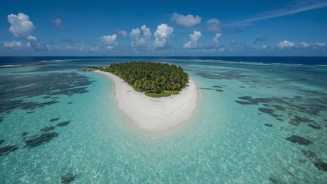 Serene Tropical Island Surrounded by Crystal Clear Turquoise Waters