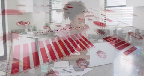 Business Analysis Finance Data Overlap Diverse Woman at Laptop