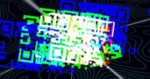 Rotating QR Code in Digital Space with Isohypses - Download Free Stock Images Pikwizard.com