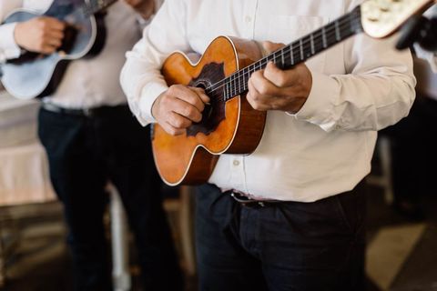 Professional Musicians Playing Acoustic Guitars at Event