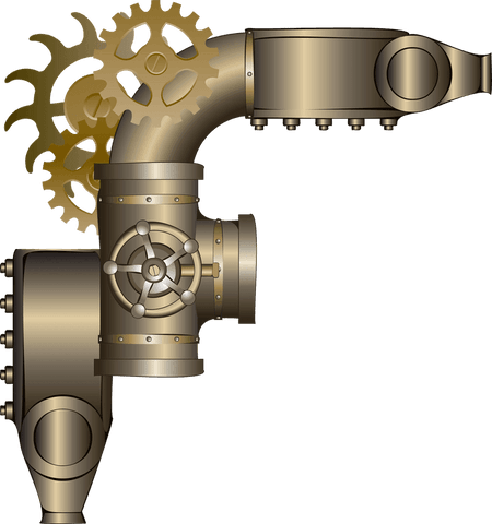 transparent steampunk pipe assembly with t-joint valve and gears - Download Free Stock Videos Pikwizard.com