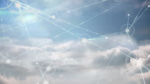 Digital Network Over Cloudy Sky Futuristic Technology Background