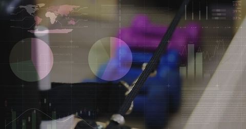 Modern gym with digital data interface overlay