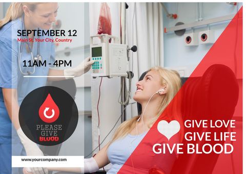 Blood Donation Drive Flyer Highlighting Community Support - Download Free Stock Templates Pikwizard.com