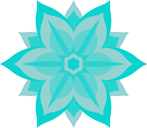 Stylized Geometric Mandala in Turquoise on Transparent Background