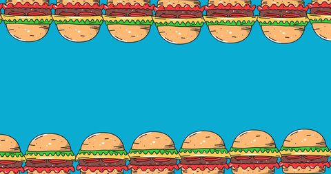 Cartoon Cheeseburger Border on Vibrant Blue Background - Download Free Stock Images Pikwizard.com