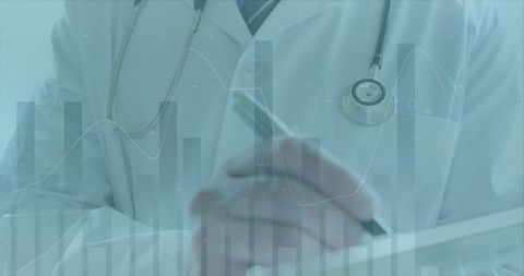 Doctor Analyzing Medical Data with Digital Tablet and Stethoscope