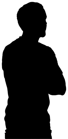 Martial arts man silhouette on transparent background