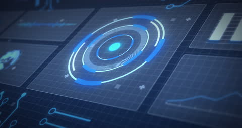 Futuristic Data Processing Interface with Blue Details