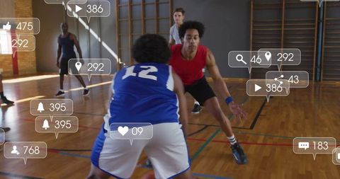 Competitive Basketball Game with Social Media Interactions Overlay