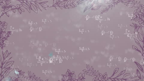 Abstract Mathematical Equations with Floral Pattern on Purple