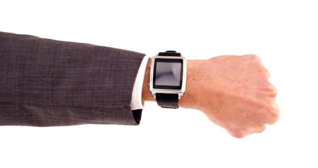 Businessman Checking Time on Smartwatch Isolated on White - Download Free Stock Images Pikwizard.com