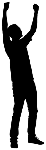 Silhouette of man standing on transparent background