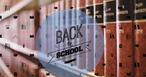 Back to school education concept with library books and icons