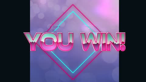 Neon You Win Text with Geometric Shapes Background