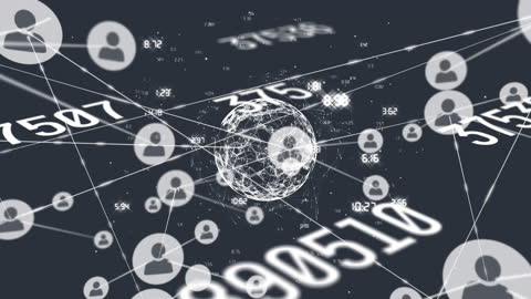Digital Network Globe with Connections and User Icons