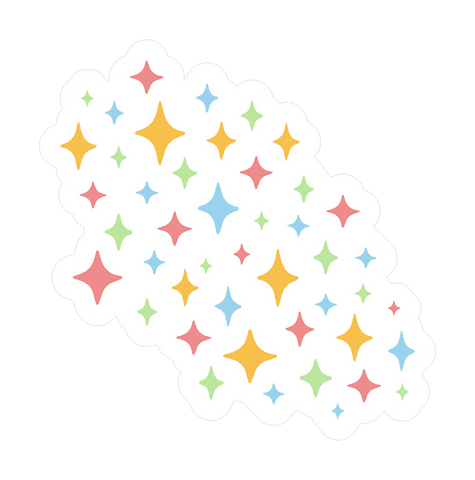 Colorful geometric sparkle cluster on transparent background