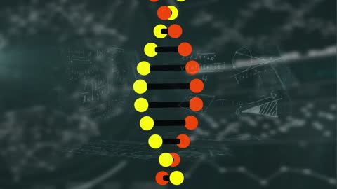 DNA Structure with Scientific Data Illustrating Digital Analysis