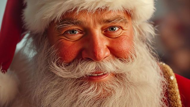Smiling Santa Claus with Festive Santa Gear in Warm Holiday Setting