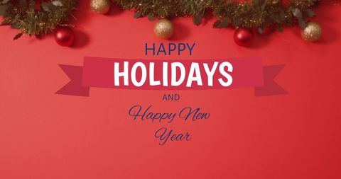 Festive Holiday Greetings Banner with Christmas Ornaments