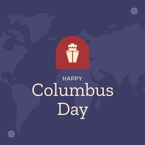 Happy Columbus Day Ship Voyage Over World Map - Download Free Stock Templates Pikwizard.com