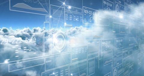 Futuristic Digital Cloud Computing with Data Interfaces - Download Free Stock Images Pikwizard.com