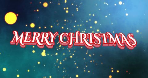 Festive Merry Christmas Text on Bright Blue Background