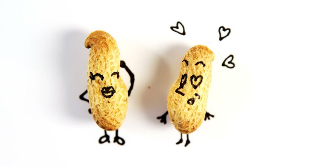 Cute Peanuts with Hand-Drawn Faces and Hearts - Download Free Stock Images Pikwizard.com