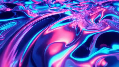 Dynamic Liquid Neon Surface with Futuristic Evolving Reflections