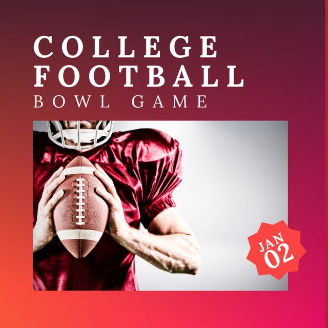 College Football Player Holding Ball for Bowl Game Announcement - Download Free Stock Templates Pikwizard.com